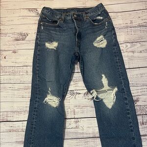Levi’s 501 High Rise Button Distressed Jeans